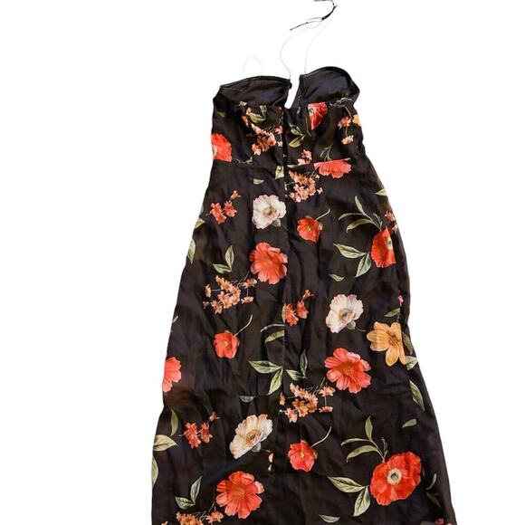 Urban Outfitters Black Sweetheart Top Summer Floral Dress Thin Halter - Picture 2 of 6